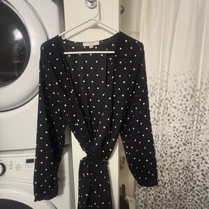 LOFT plus Black Polka Dot Wrap Dress, size 20W